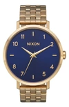 Nixon The Arrow Bracelet Watch, 38mm In Navy/ Gold
