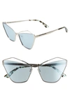 Mcq By Alexander Mcqueen 61mm Cutout Cat Eye Sunglasses In Silver/ Spotted