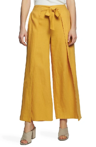 1.state Tie Front Split Seam Wide Leg Pants In Gold Sun