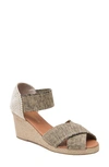 Andre Assous Erika Espadrille Wedge In Black And Beige Fabric