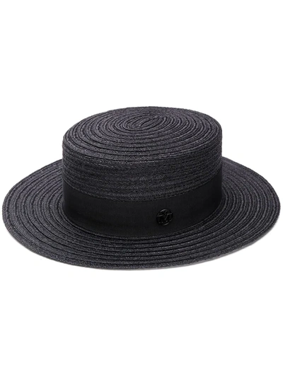 Maison Michel 'kiki' Hemp Canotier Hat In Black