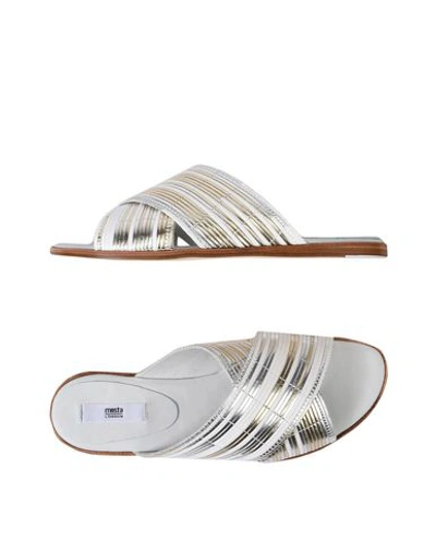 Miista - Deb Silver Rattan Sandals In White