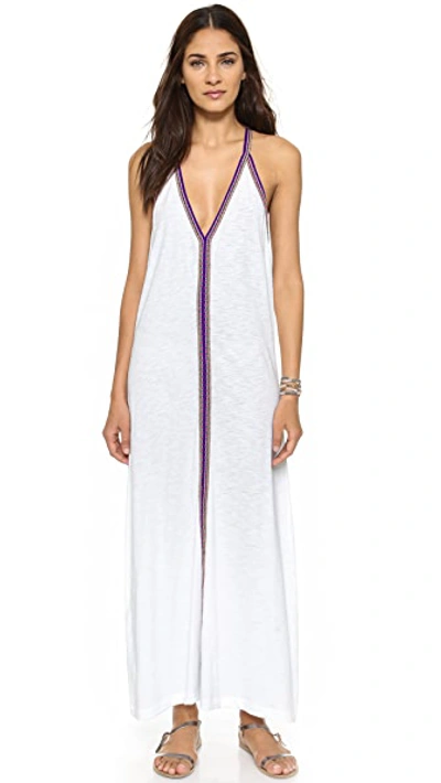 Pitusa Pima Sundress - White With Purple Braid