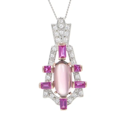 V Jewellery Empire Pendant In Pink Sapphire In Silver