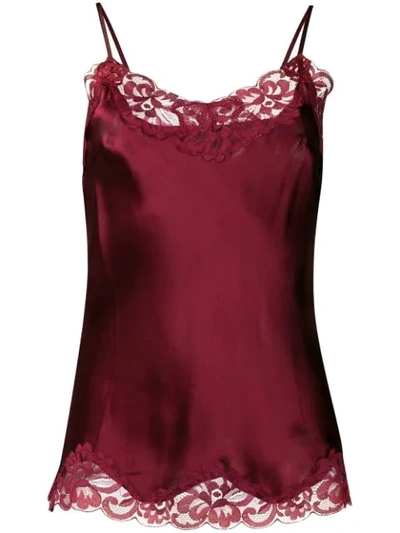 Gold Hawk Floral Lace Cami In Burgundy In Red