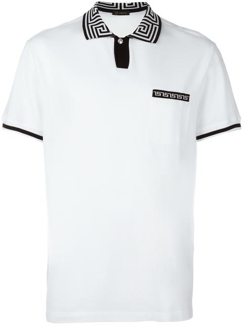 Versace Greca Key Collar Polo Shirt | ModeSens