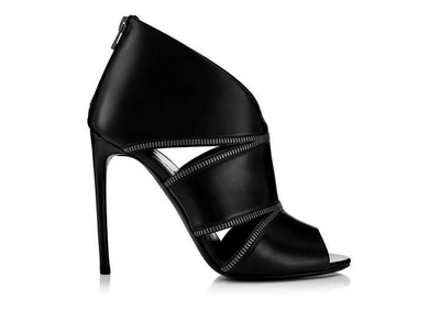 Tom Ford Zip Cut Out Open Toe Bootie In Black
