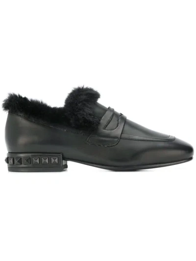 Ash Pyramid Studs Loafers In Black