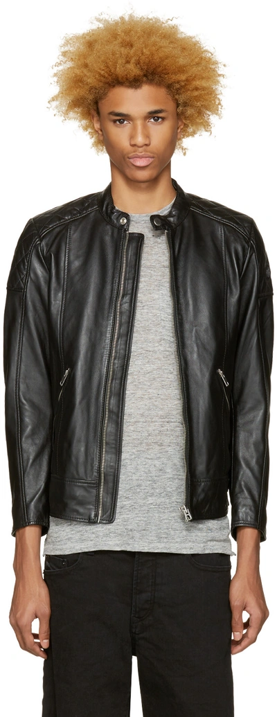 Diesel Black Leather L-marton Jacket | ModeSens