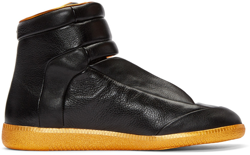 Maison Margiela Black & Orange Future High-Top Sneakers | ModeSens