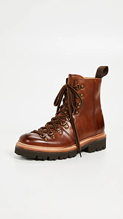 Grenson Nanette Lace-up Leather Hiking Boots In Brown