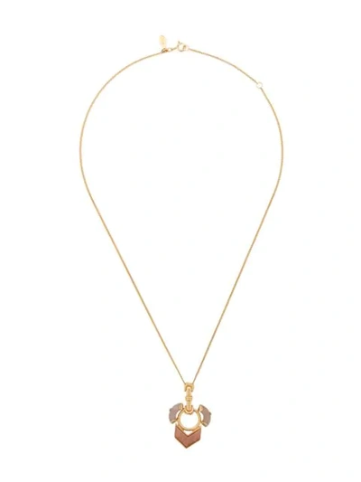 Wouters & Hendrix Sunstone And Grey Agate Necklace In Gold