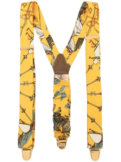 Pre-owned Hermes  Logo Suspenders In Yellow