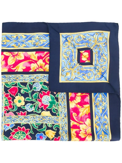 Pre-owned Givenchy 1980's Silk Foulard In Blue