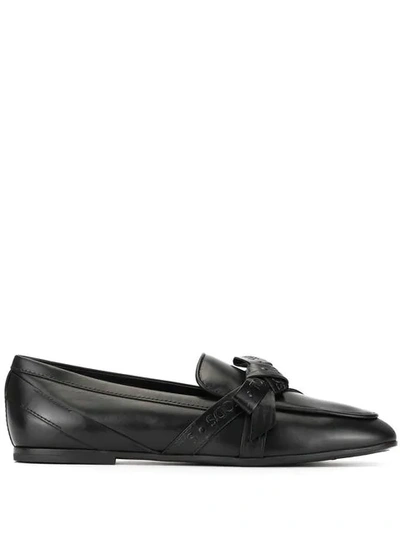 Tod's Bow Embellished Loafers In Black