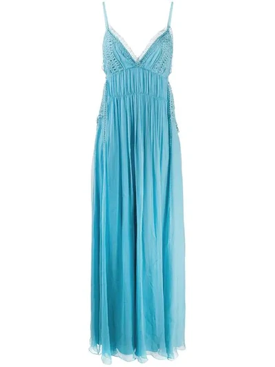 Alberta Ferretti Embroidered Detail Empire Dress - Blue