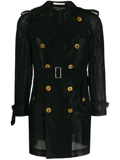 Pre-owned Comme Des Garçons Textured Trench Coat In Black