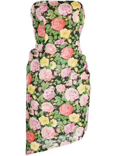 Pre-owned Saint Laurent 1980's Strapless Asymmetric Dress In Black