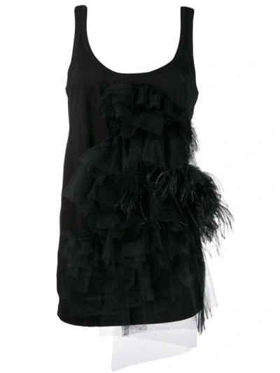 N°21 Feather Embellished Tank Top In Black