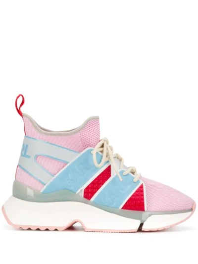 Karl Lagerfeld Colour Block High Top Trainers In Pink