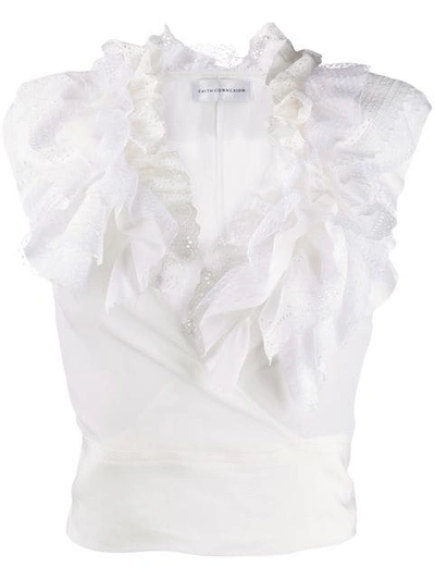 Faith Connexion Frilled Crop Top In 100 White