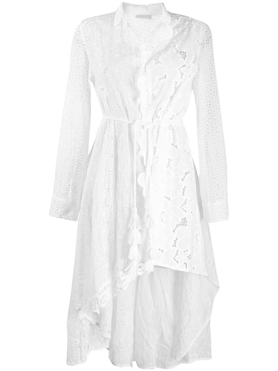 Anjuna Asymmetric Broderie Anglaise Shirt Dress In White