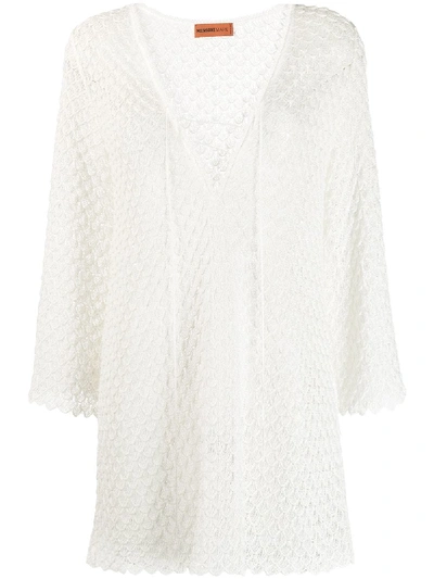 Missoni Mare Lace-up Embroidered Dress - White