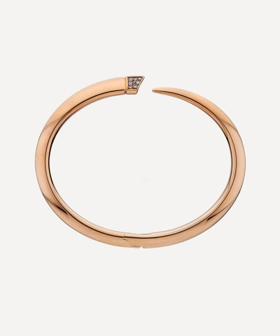 Shaun Leane Rose Gold Plated Vermeil Silver Diamond Tusk Bangle