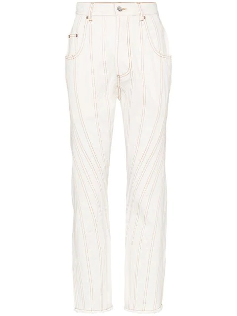 Mugler High-rise Spiral Straight-leg Jeans In White | ModeSens