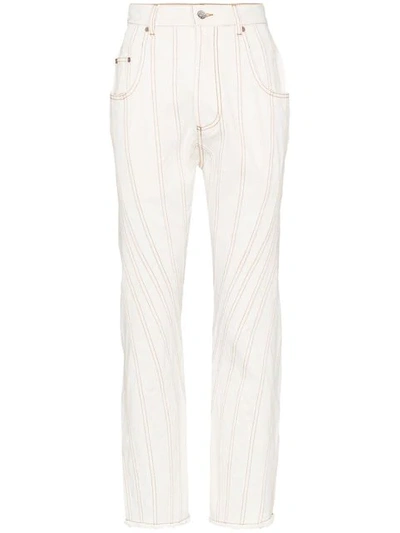 Mugler High-rise Spiral Straight-leg Jeans In White