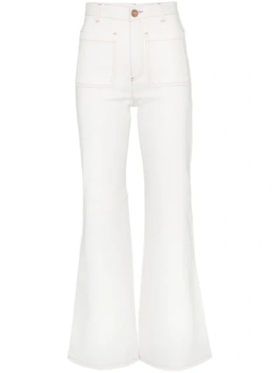 See By Chloé Contrast Stitch Flared Jeans In White