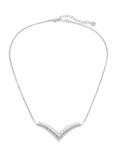Majorica Arabesque Sterling Silver & Imitation Pearl Bar Pendant Necklace
