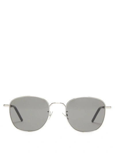 Saint Laurent Round Metal Sunglasses In Silver