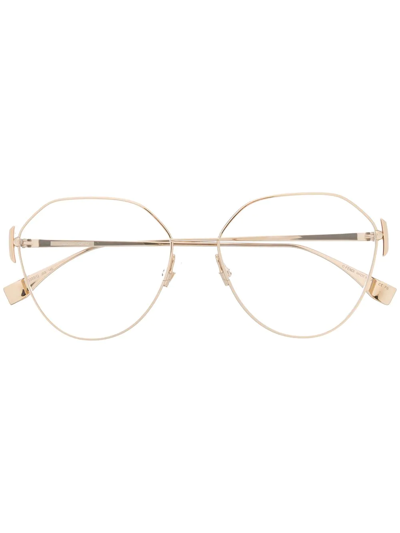 Fendi Geometric-frame Glasses In Gold