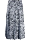 Alessandra Rich Leopard Print Pleated Skirt - Blue