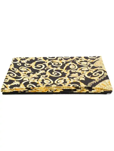 Versace Gold Hibiscus Print Beach Towel In A732d