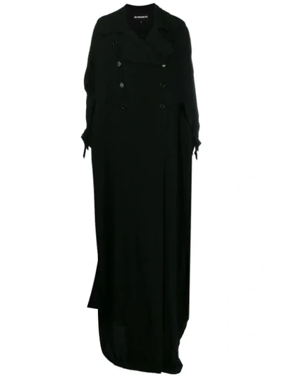 Ann Demeulemeester Ruched Double-breasted Crepe Coat In Black