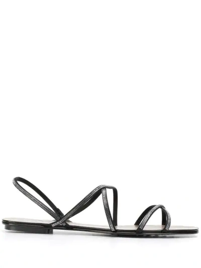 Pedro Garcia Strappy Flat Sandals In Black