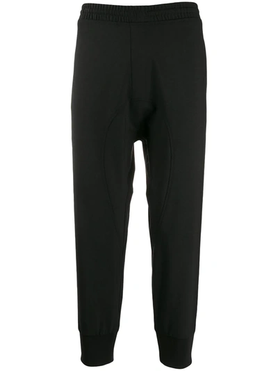 Neil Barrett Black Jersey Knit Cuff Trousers In Black,white