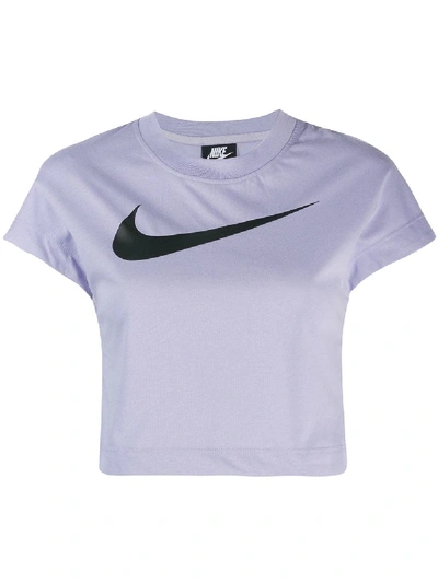 Nike Logo Cropped T-shirt - Purple