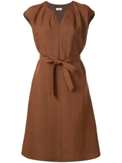 Ballsey Belted Sleeveless Dress - Brown