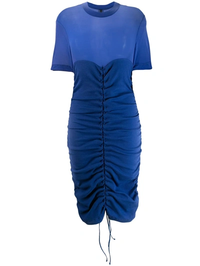 Ben Taverniti Unravel Project Short Ruched Dress In Blue