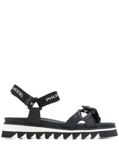 Philippe Model Logo Touch-strap Sandals - Black