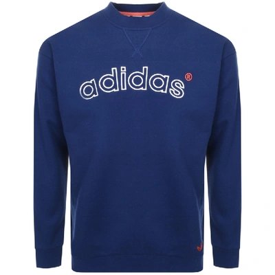 Adidas Originals 90s Arc Logo Sweatshirt Navy | ModeSens