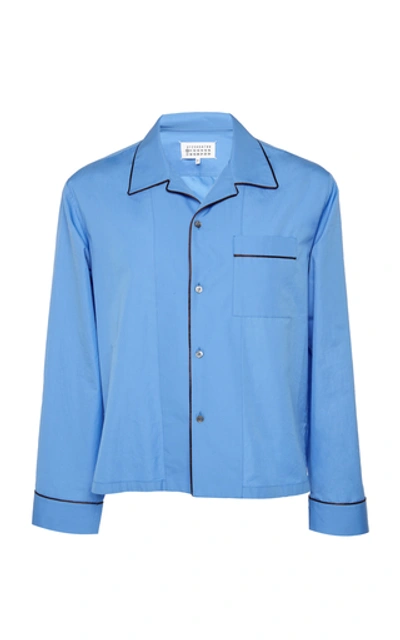 Maison Margiela Camp Collar Cotton Pajama Shirt In Blue