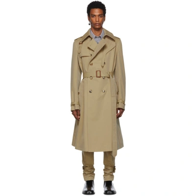 Alexander Mcqueen Harness-detailed Cotton-gabardine Trench Coat In 9730 Beige