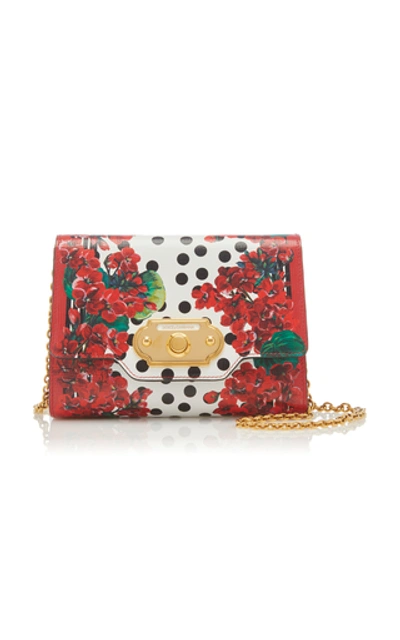 Dolce & Gabbana Portofino Printed Textured-leather Shoulder Bag In Red