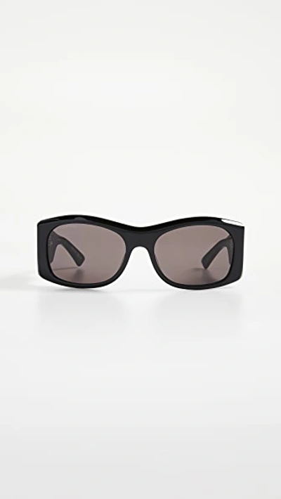 Balenciaga Cover Soft Sunglasses In Black With Grey Solid Lens