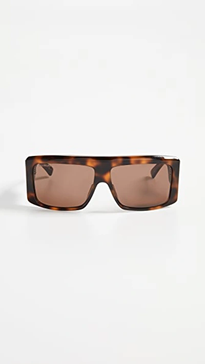 Balenciaga Cover Straight Sunglasses In Havana With Brown Solid Lens