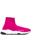 Balenciaga Speed Stretch-knit High-top Sneakers In Fuchsia